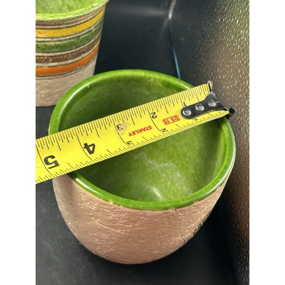 Bitossi Planter Pot Set 3 Londi Italy Pottery Floral Stripe Rosenthal Netter 4" - Picture 13 of 16